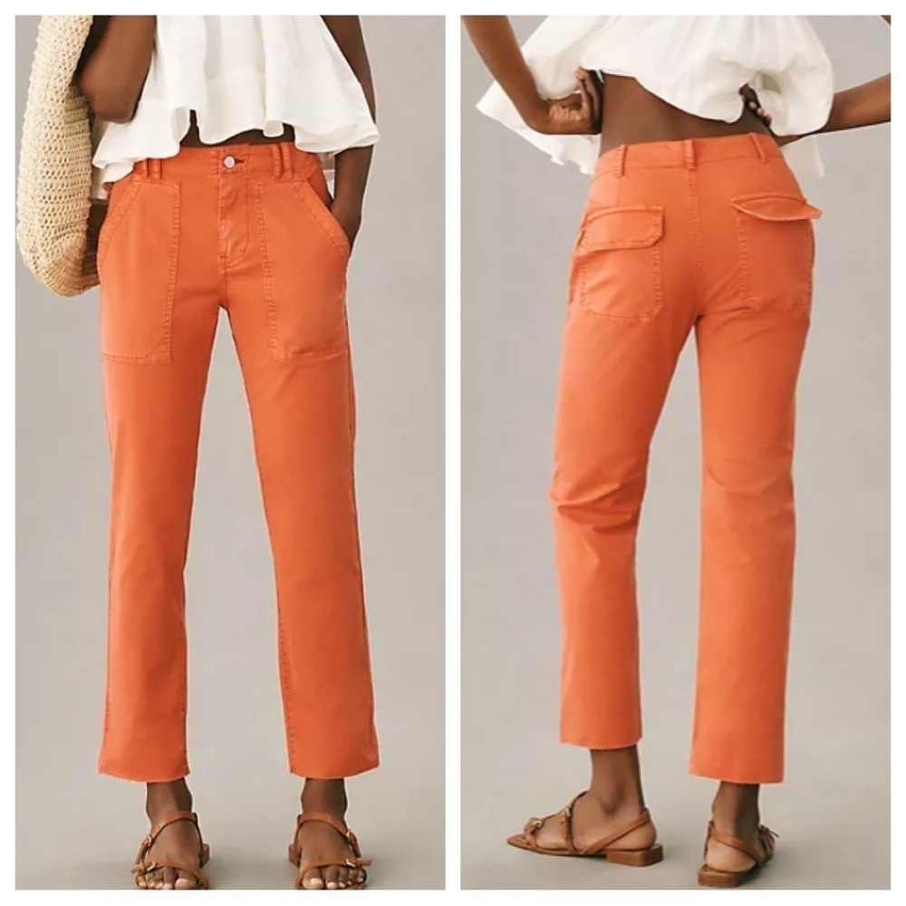 Pilcro x Anthropologie slim straight Orange Cropped utility Pants 20640